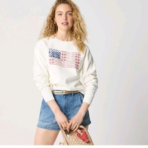 J Crew Factory Oar flag graphic sweatshirt CJ085 Size S NWT $89.50 Retail